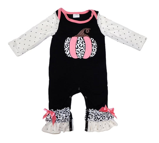 Pink leopard pumpkin romper