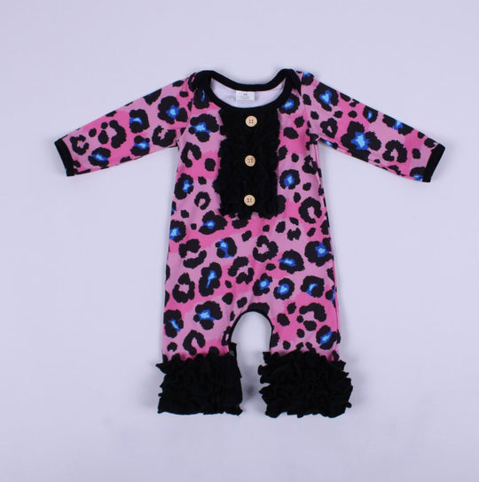 NEWBORN Pink and Blue leopard romper