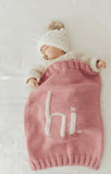Hi. Hand knit by blanket rosy pink