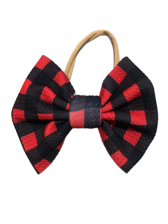 Buffalo plaid Nylon Bow