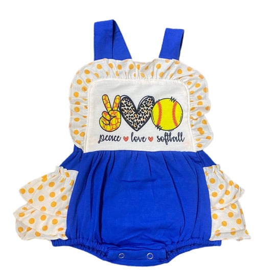 Peace love softball romper