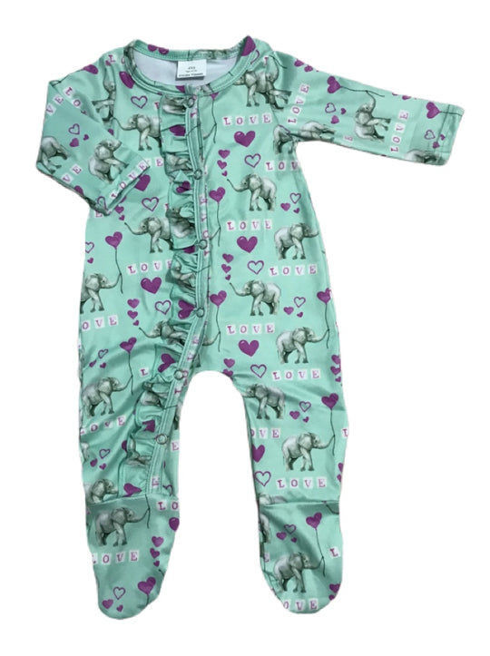 Love elephant romper with ruffle