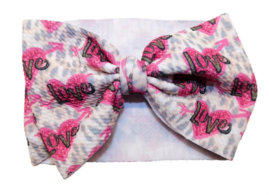 Heart Love Leopard Headband Bow