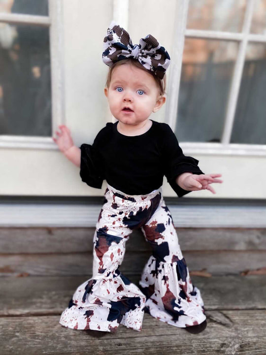 Cow print bell pants