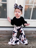 Cow print bell pants