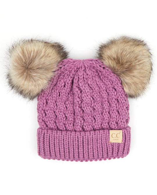 CC kids double pom hat- Lavender