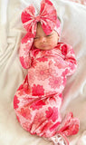 Pink floral gown and headband set