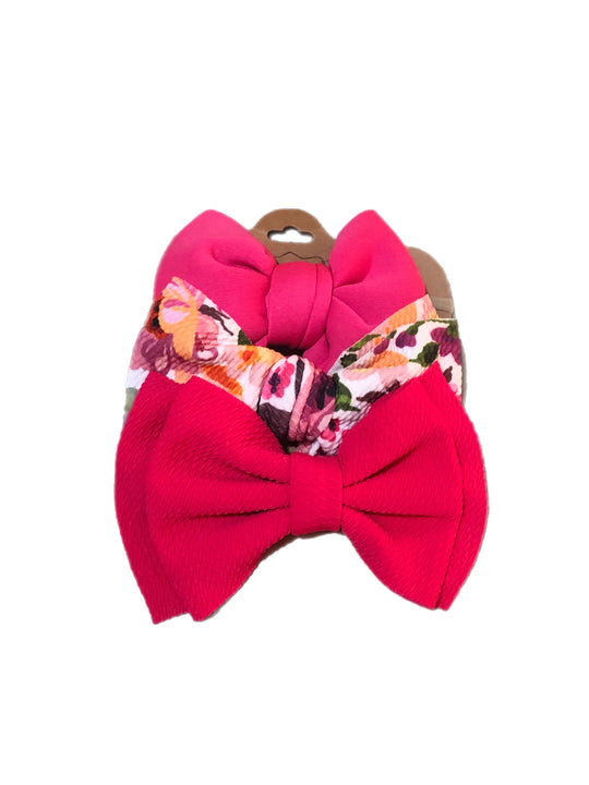 3 pack nylon bow set pink floral
