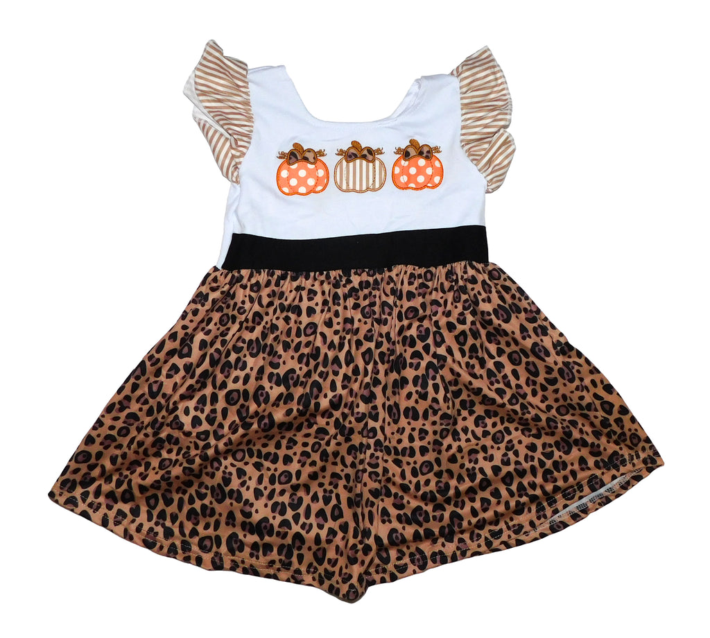 Pumpkin and Leopard Appliqué Dress