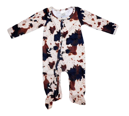 Cow footie sleeper - no ruffles