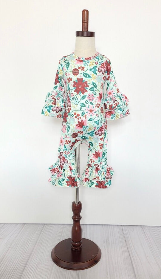 Clover cottage Christmas floral romper
