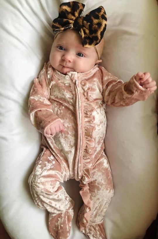 Velvet rose pink footie sleeper