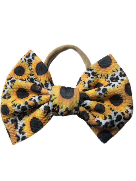 Leopard sunflower Nylon Bow