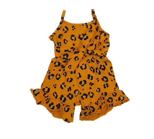 Mustard Leopard romper with tie