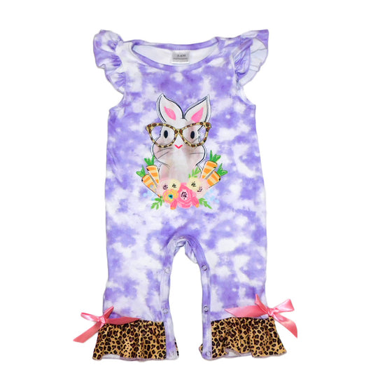 Purple Tie dye bunny romper