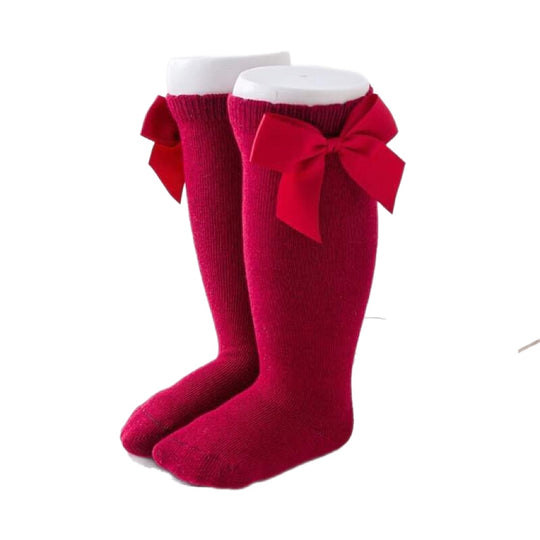 6-18 Month cotton knee socks- red
