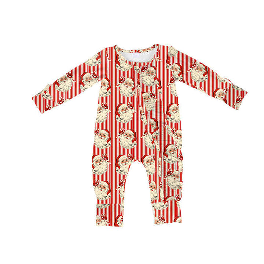 Santa stripe ruffle zip sleeper