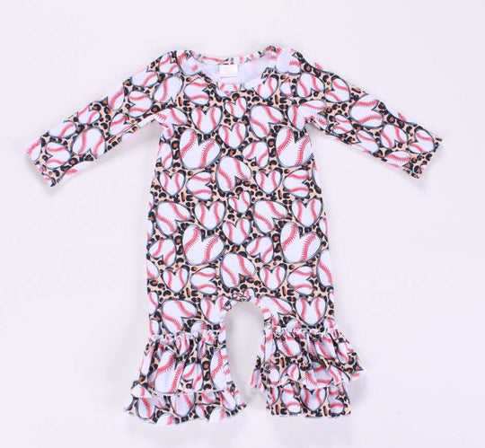 Leopard baseball ruffle romper
