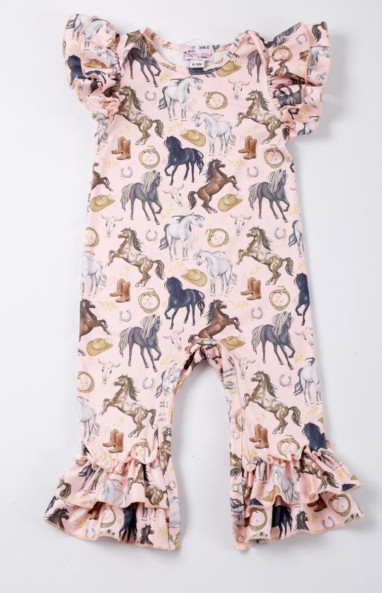 Clover Cottage horse and hats romper