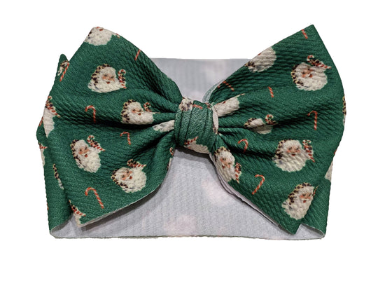 Handmade Santa Leopard Candy Cane Headband Bow