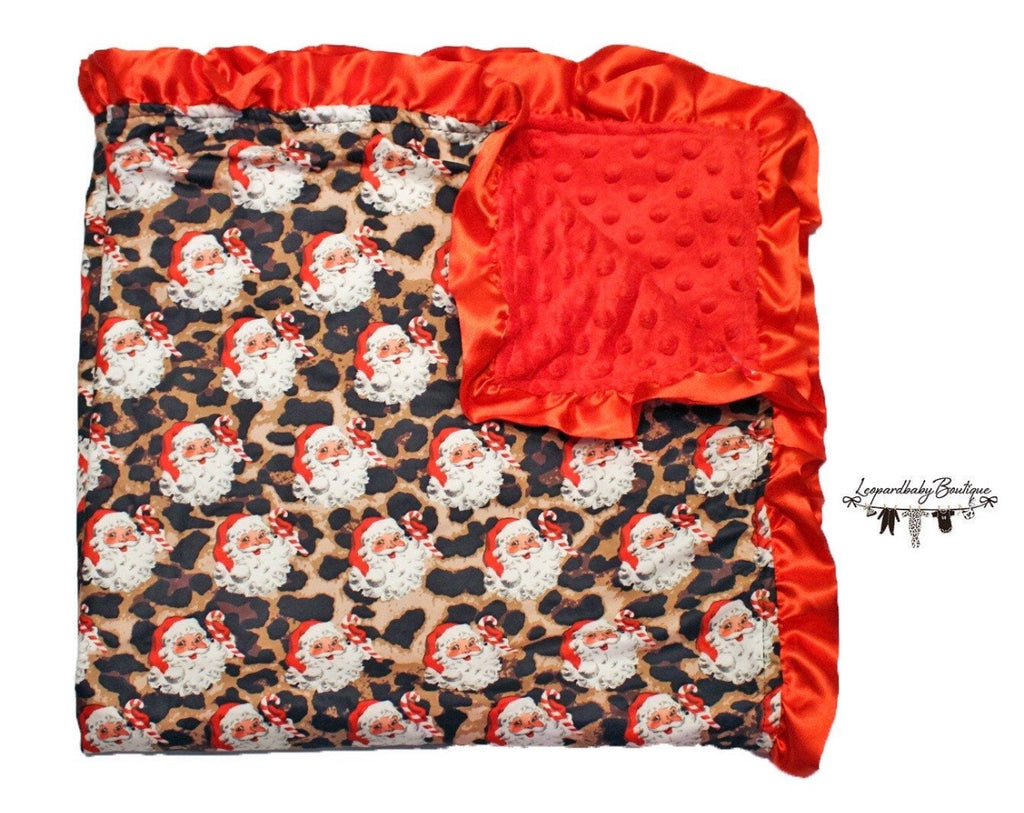 Leopard Santa candy cane Blanket