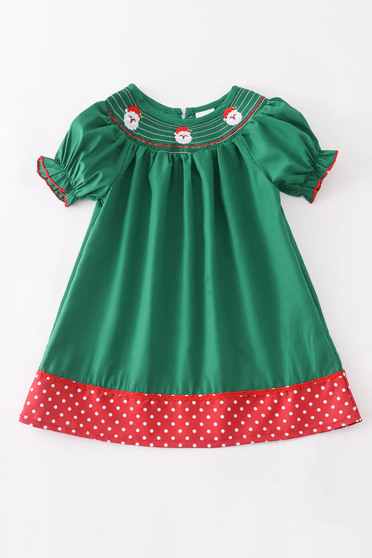 Smocked green Santa dress
