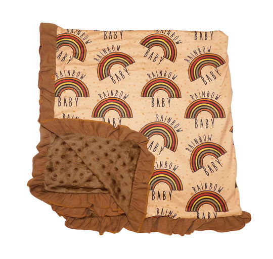 Brown Rainbow baby minky