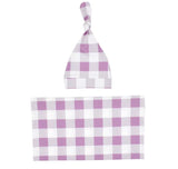 Purple checkered 2 piece swaddle set