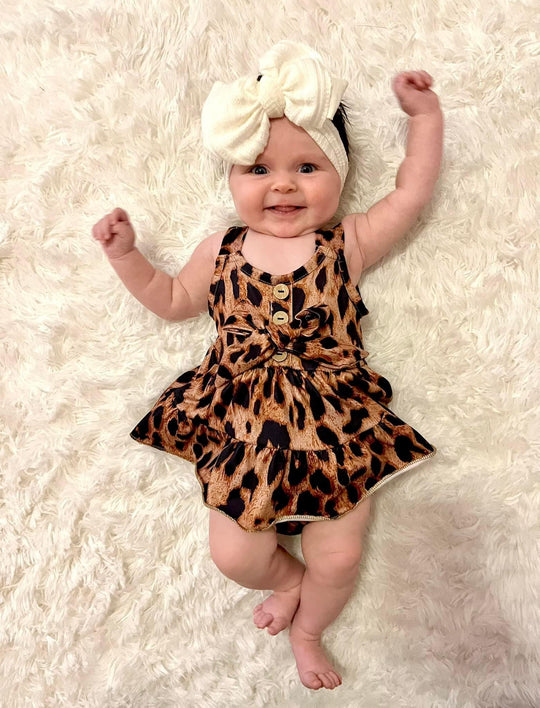 Leopard skirted romper