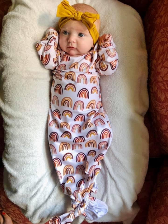 Neutral Rainbow knotted gown