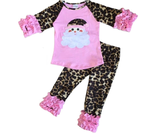 Two piece leopard Santa set