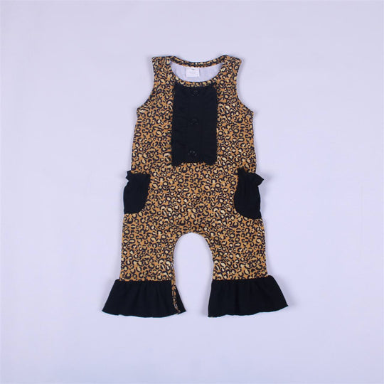 NEWBORN Leopard romper with pockets