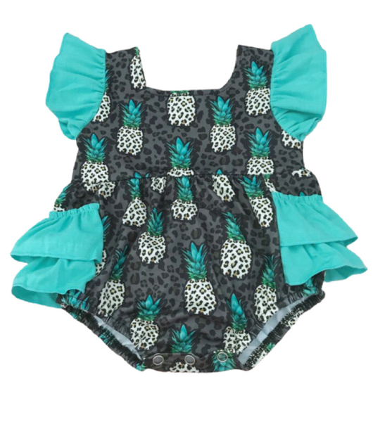 Leopard pineapple ruffle romper