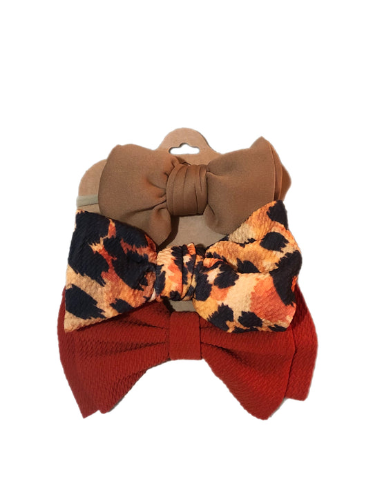 3 pack nylon bow set leopard