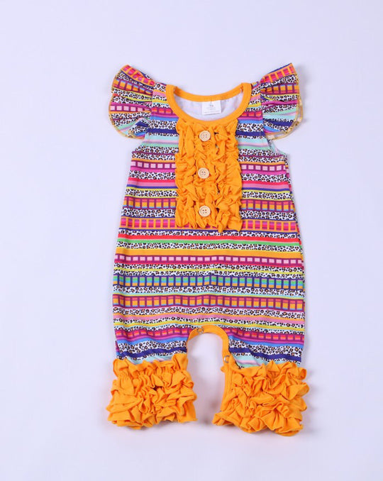 Newborn Serape leopard ruffle romper