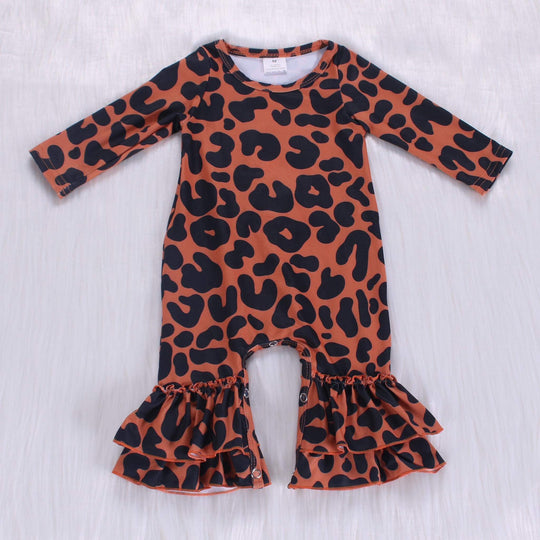NB leopard ruffle romper