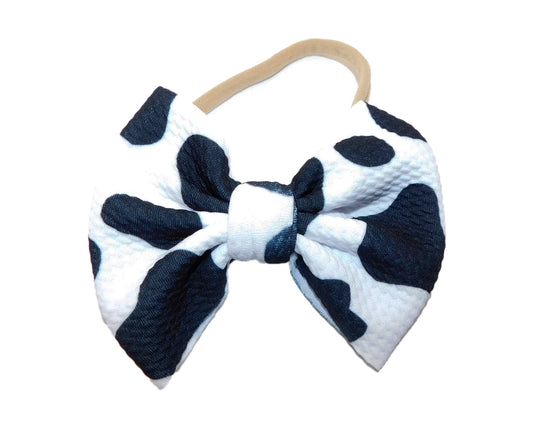 Cow print nylon bow