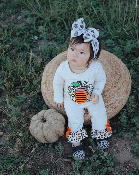 Orange Leopard pumkin romper
