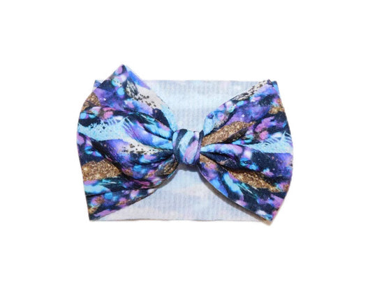 Purple, Blue and Gold Glitter Headband Bow