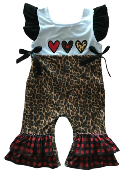 Leopard hearts romper