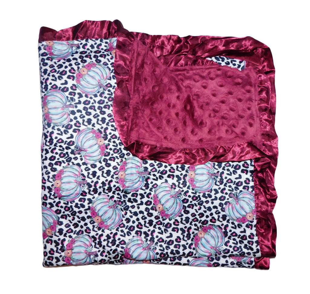 Maroon and Leopard Tie Dye Pumpkin Minky