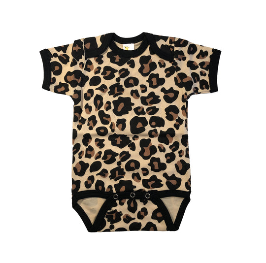 Leopard and black trim bodysuit