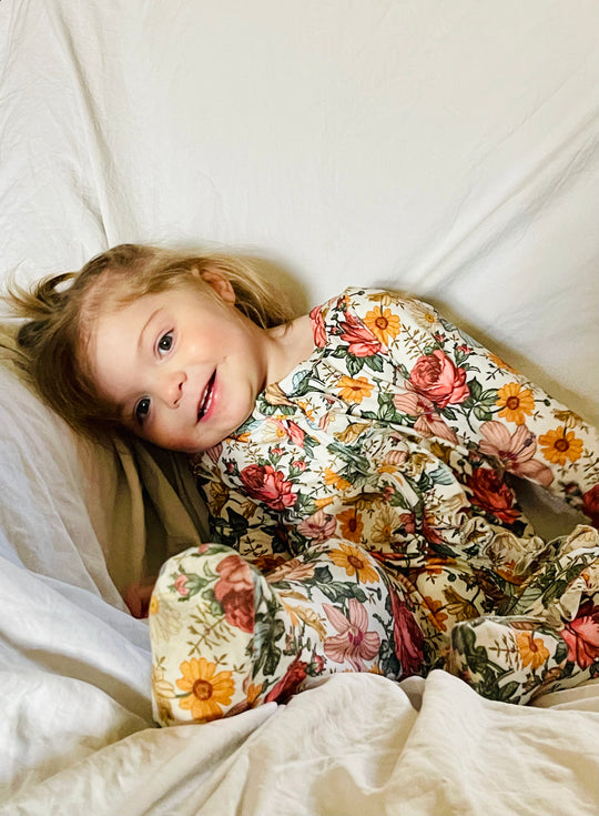 Vintage floral ruffle zip sleeper