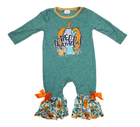 Be thankful green pumpkin romper