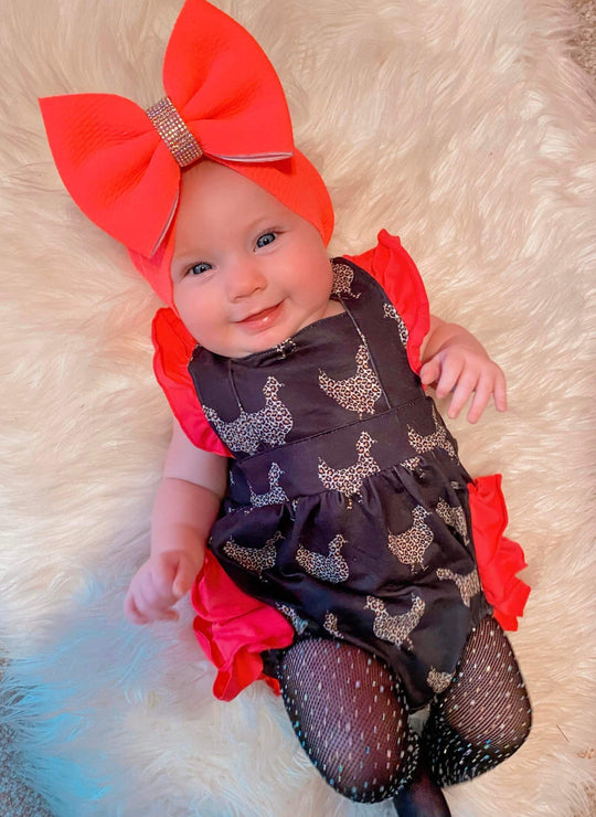 Pink and leopard chickens ruffle romper