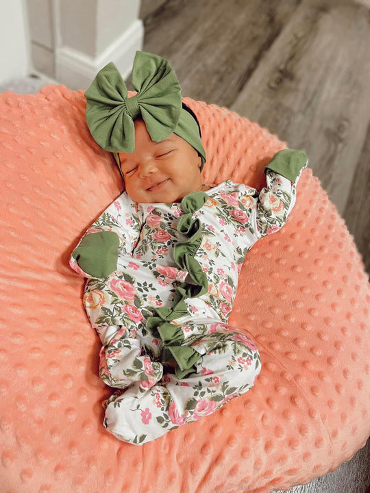 Floral Sleeper and Headband Set NB - 3 Months