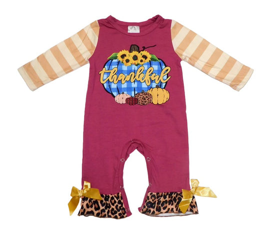 Maroon Thankful sunflower romper