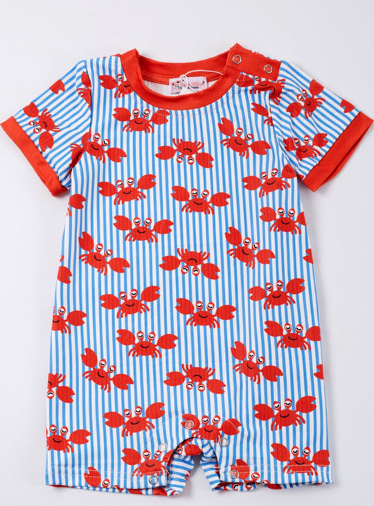 Clover Cottage crab boy romper