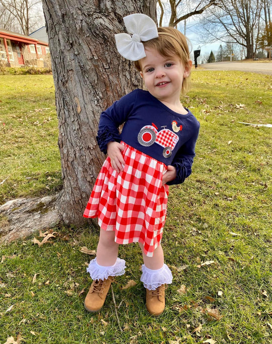 Navy Chicken Tractor dress