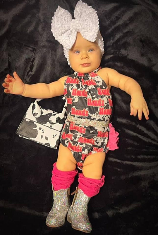 Howdy cow ruffle romper